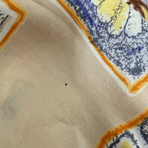 Vintage Dalmys 100% Silk Button Down Shirt Tan Abstract Oversized Artsy M - Picture 8 of 8